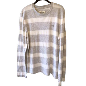 Abercrombie & Fitch Gray White Striped Muscle Tee L